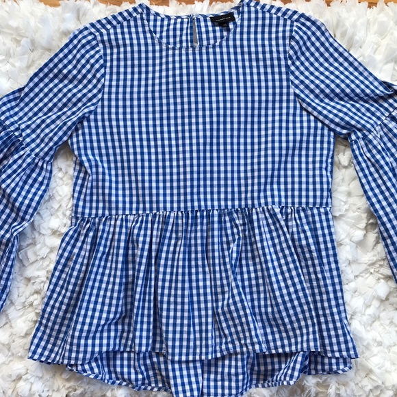 Who What Wear Gingham Peplum Blouse - Picture 4 of 6